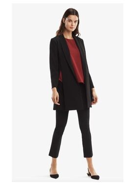 MM Lafleur Dietrich Long Line Jacket Blazer Open Front Black Size Medium